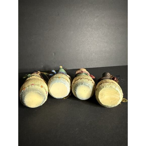 Country Snowman Christmas Ornament Set (4) Hanging Holiday Decor Farmhouse - Picture 5 of 5